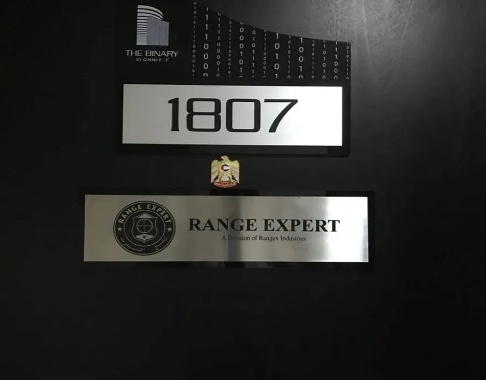 Aluminum Brush Finish with Etching & Coloring letters in Dubai