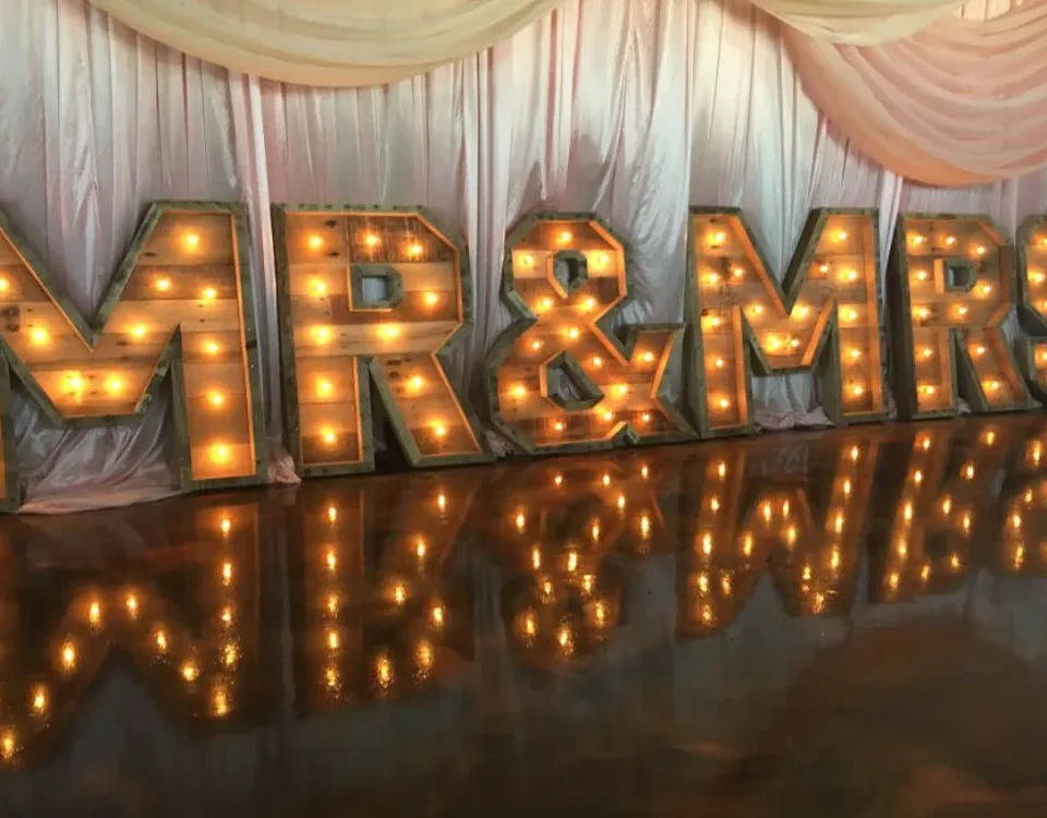 Solid Wooden Letters with LED Bulb in Dubai
