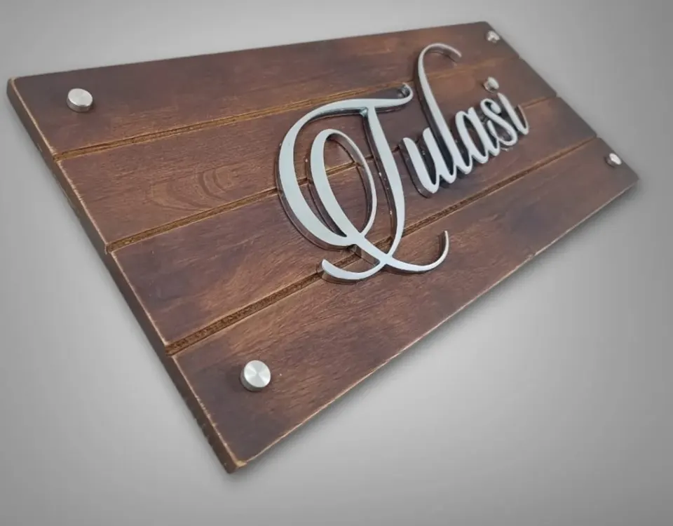 Wooden Plate with SS 3D Letters in Dubai