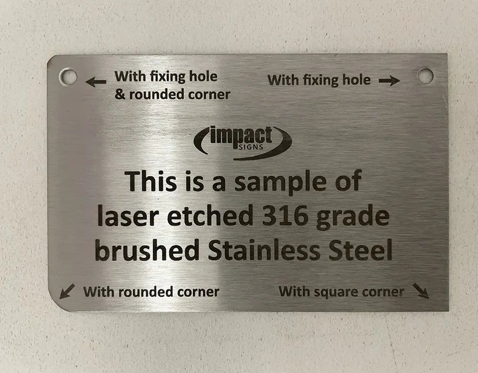 SS Brush Finish Label with Laser Engraving in Dubai
